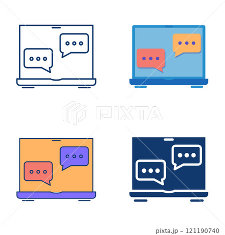 Online chat on lapton icon set 121190740