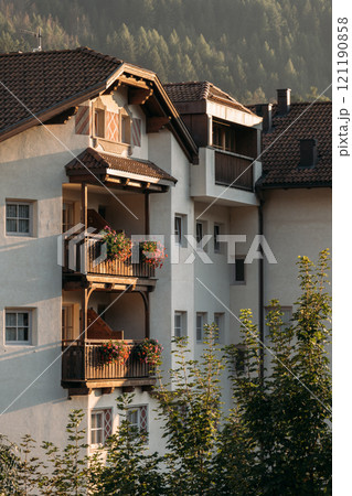 Discover the Charming Very Picturesque Alpine Architecture Found in the Beautiful Dolomites Mountains 121190858