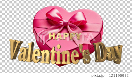 3DCG characters "Happy Valentine's Day" in gold 3DCG characters "Happy Valentine's Day" in gold 121190952