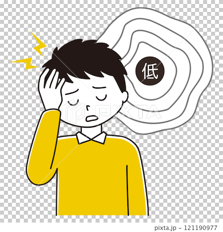 一名患有頭痛的男子的低壓圖解 121190977