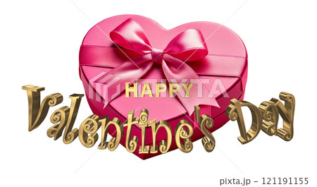 3DCG文字「Happy Valentine's Day/ハッピーバレンタインデー」ゴールド,金 121191155