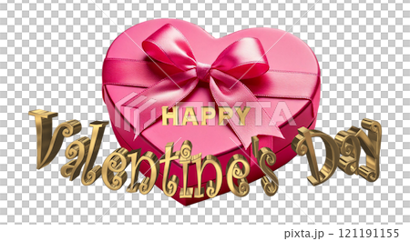 3DCG文字「Happy Valentine's Day/ハッピーバレンタインデー」ゴールド,金 121191155