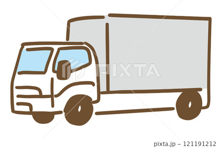 小型～中型トラックのシンプルな手書きイラスト(ベクター) 121191212