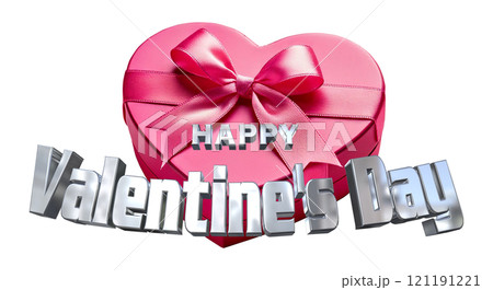 3DCG文字「Happy Valentine's Day/ハッピーバレンタインデー」シルバー,銀 121191221