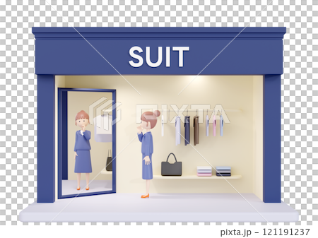 3DCG | A Japanese woman choosing a suit that will give a good impression for job hunting 121191237