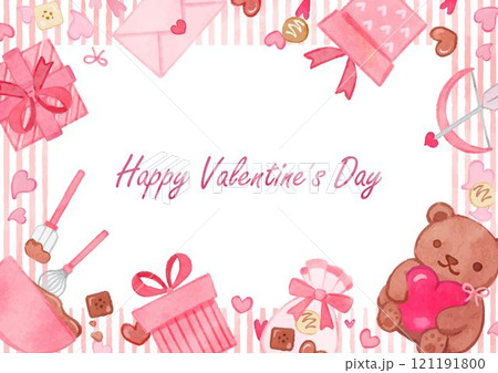 ほのぼの可愛い手描きのバレンタインのフレーム 121191800