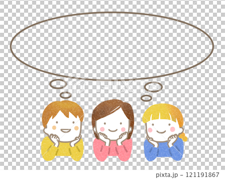 頬杖をつく子供たちと吹き出し 121191867
