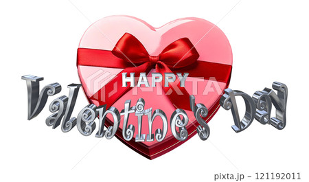 3DCG文字「Happy Valentine's Day/ハッピーバレンタインデー」シルバー,銀 121192011
