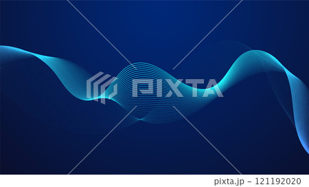 Geometric curved lines in gradient blue tones forming dynamic futuristic abstract flow patterns 121192020