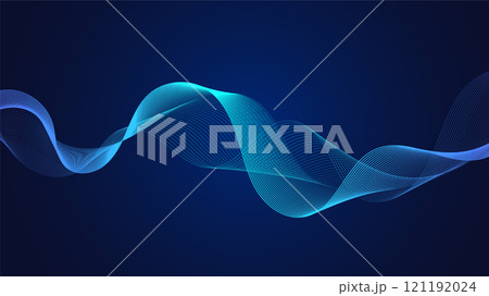 Geometric curved lines in gradient blue tones forming dynamic futuristic abstract flow patterns 121192024
