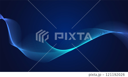 Geometric curved lines in gradient blue tones forming dynamic futuristic abstract flow patterns 121192026