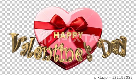 3DCG characters "Happy Valentine's Day" in gold 3DCG characters "Happy Valentine's Day" in gold 121192055