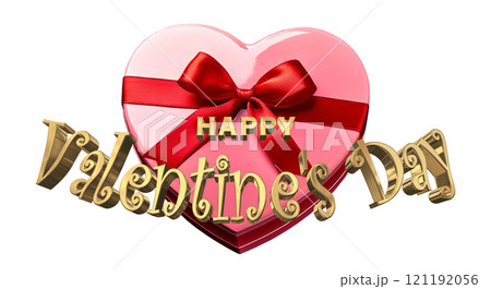 3DCG文字「Happy Valentine's Day/ハッピーバレンタインデー」ゴールド,金 121192056