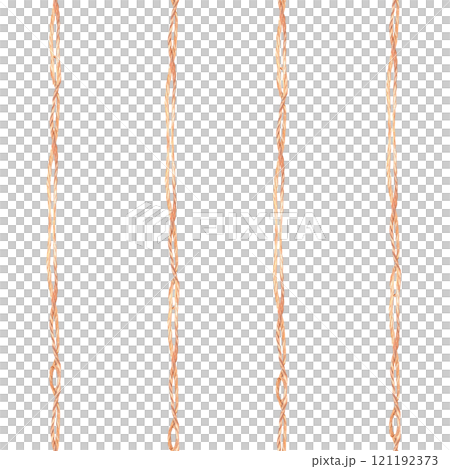 Jute rope, cords with knots vertically striped seamless pattern. Hand drawn watercolor illustration. Universal background for your design of fabric, wallpaper, packaging, tablecloths. Isolated clipart Jute rope, cords with knots vertically striped seamless pattern. Hand drawn watercolor illustration. Universal background for your design of fabric, wallpaper, packaging, tablecloths. Isolated clipart 121192373
