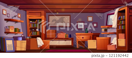 Abandoned old mysterious home room 121192442