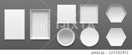 Set of white packaging mockups viewed from top 121192451