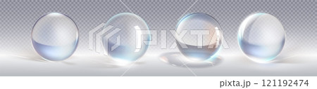 3d glass ball. Water sphere transparent vector 3d glass ball. Water sphere transparent vector 121192474