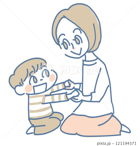 仲良し親子のほんわか手遊びイラスト 121194371