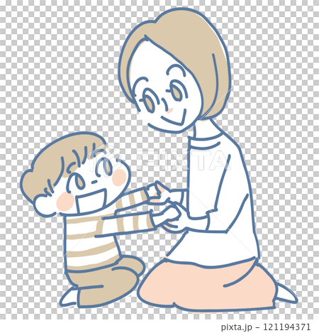 仲良し親子のほんわか手遊びイラスト 121194371