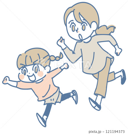 仲良し親子のほんわか手遊びイラスト 仲良し親子のほんわか手遊びイラスト 121194373