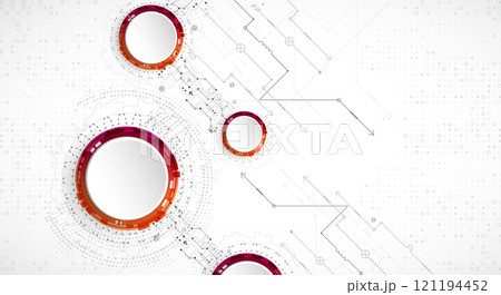 Abstract technology concept. Circuit board, high computer color background. Vector illustration. 121194452