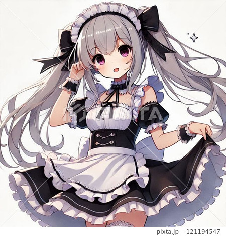 メイド服を着たツインテールの可愛い女の子 121194547