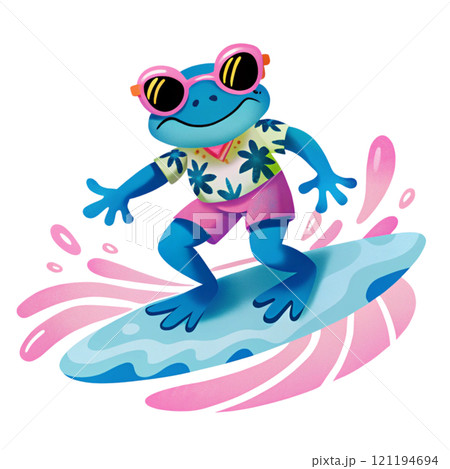 Cute frog dressed in Hawaiian style 121194694