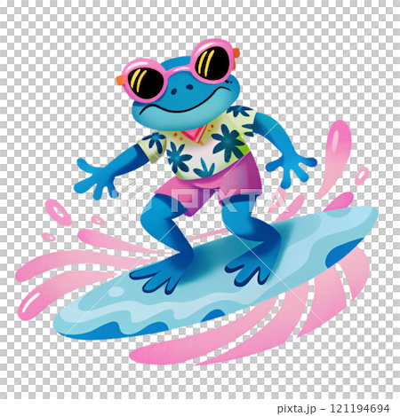 Cute frog dressed in Hawaiian style 121194694