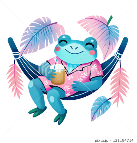 Cute frog dressed in Hawaiian style 121194714