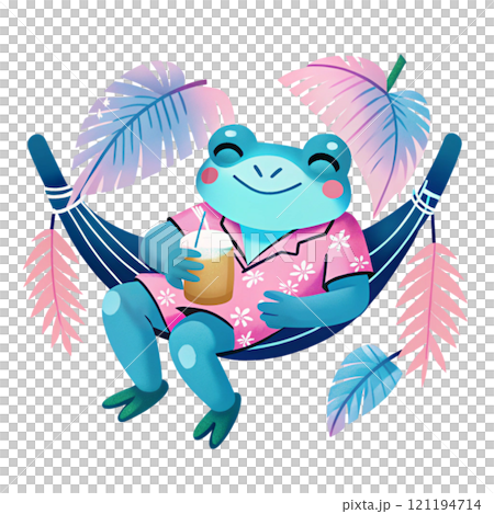 Cute frog dressed in Hawaiian style 121194714