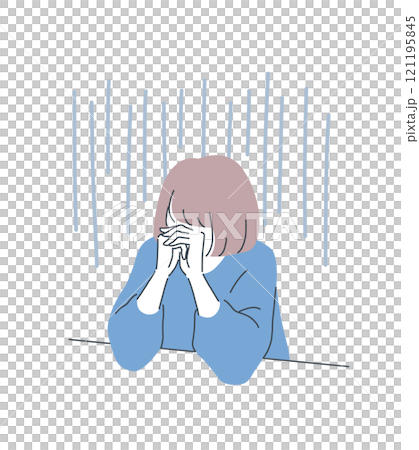 ショックで落ち込む女性のイラスト素材 ショックで落ち込む女性のイラスト素材 121195845