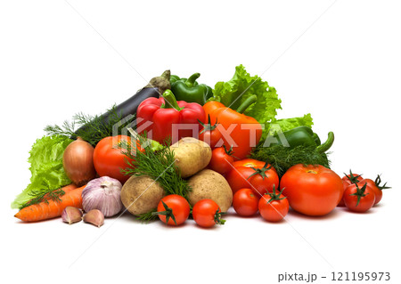 Fresh vegetables isolated on white background 121195973