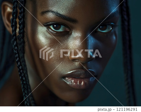 beautiful black woman, close-up, portrait 121196291
