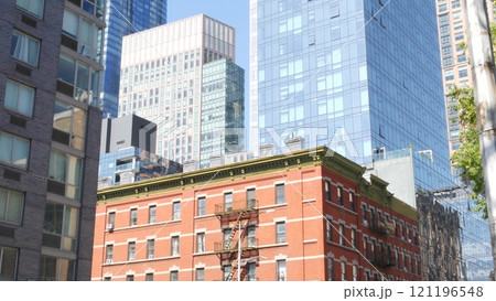 New York City, Hudson Yards, urban architecture in Chelsea, Manhattan Midtown, USA. Glass skyscraper 121196548