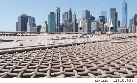 Brooklyn Bridge to Manhattan downtown. New York City skyline cityscape. World Trade Center, USA. Brooklyn Bridge to Manhattan downtown. New York City skyline cityscape. World Trade Center, USA. 121196633