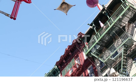 New York City Manhattan Chinatown street building. Chinese culture, Little China ethnic district USA 121196637