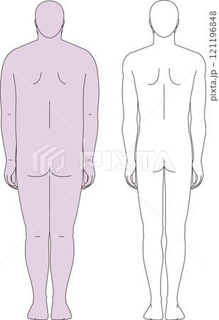 太った男性と引き締まった男性.　ダイエットのビフォーアフターの全身のイラスト 121196848