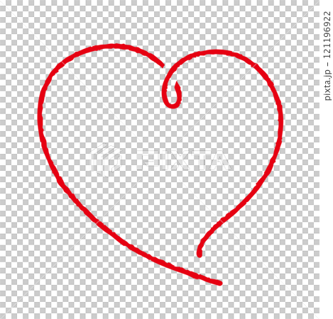 Hand-drawn cute heart mark red 07 line drawing 121196922