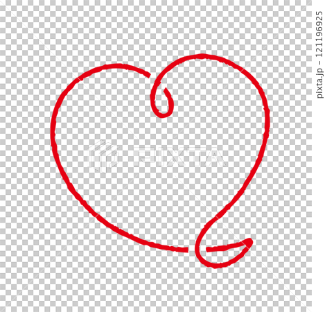 手書きのかわいいハートマーク赤10　線画 121196925