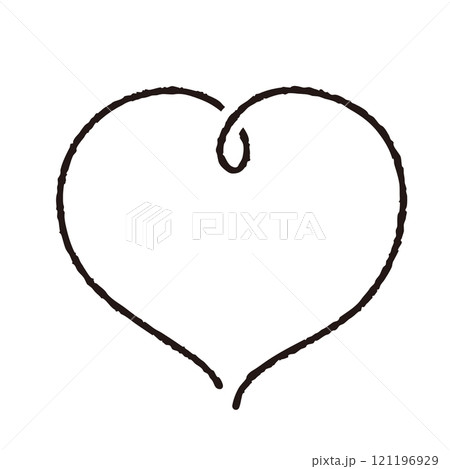 手書きのかわいいハートマーク黒02　線画 121196929