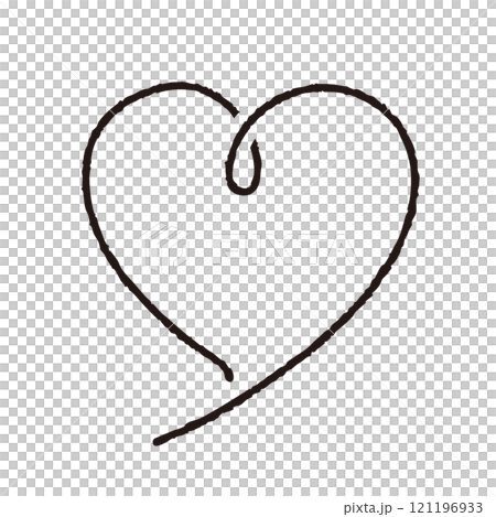 Hand-drawn cute heart mark black 06 line drawing 121196933