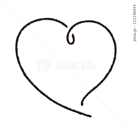 手書きのかわいいハートマーク黒07　線画 121196934