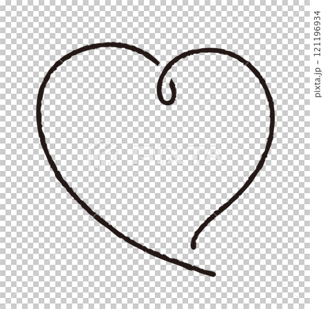 手書きのかわいいハートマーク黒07　線画 121196934