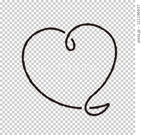 手書きのかわいいハートマーク黒10 線画 手書きのかわいいハートマーク黒10 線画 121196937