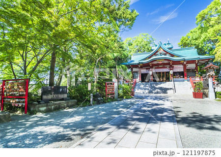 新緑に覆われた多摩川浅間神社の風景【東京都・大田区】 新緑に覆われた多摩川浅間神社の風景【東京都・大田区】 121197875
