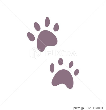 Vector icons of dog paw prints made in black on a white background 121198001