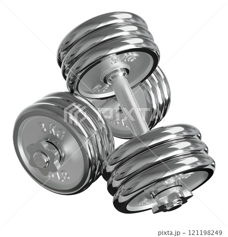 Cast Iron Chrome Adjustable Dumbbells, weightlifting gym equipment, side view 121198249