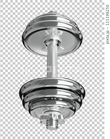 Cast Iron Chrome Adjustable Dumbbell, weightlifting gym equipment, side view 121198250