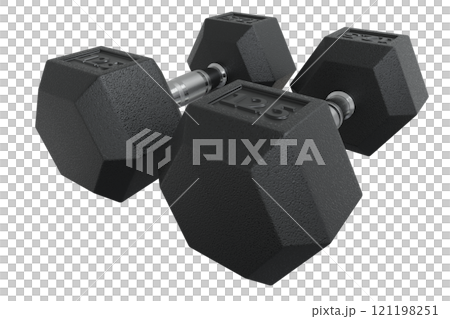Two Hex Dumbbells with number 12.5, weightlifting gym equipment Two Hex Dumbbells with number 12.5, weightlifting gym equipment 121198251