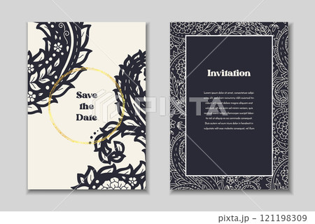 Two greeting cards set with paisley motifs Two greeting cards set with paisley motifs 121198309